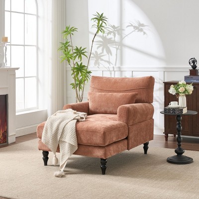 Modern Upholstered Chaise Lounge Sofa Chair, Cozy Recliner with Thick Cushion for Living Room or Bedroom - The Pop Home