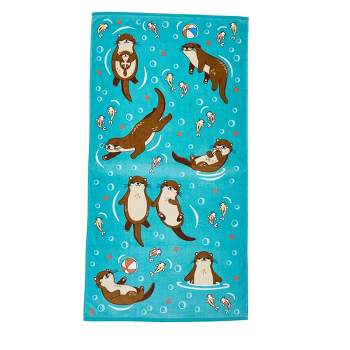 Cotton Vibrant Kids Quick Dry Beach Towel - Great Bay Home (30" x 60", Otters)