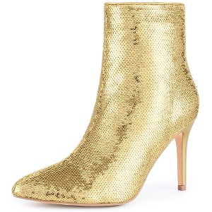 BLISSFUL STEP Women's Stiletto Heel Pointed Toe Party Sequin Dressy Ankle Boots - 1 of 4