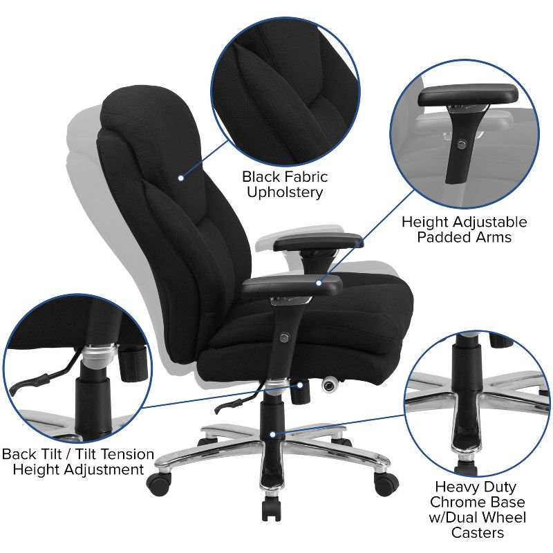 Flash Furniture HERCULES Series 24/7 Intensive Use Big & Tall 400 lb. Rated High Back Executive Swivel Ergonomic Office Chair with Lumbar Knob and Large Triangular Shaped Headrest, 4 of 15