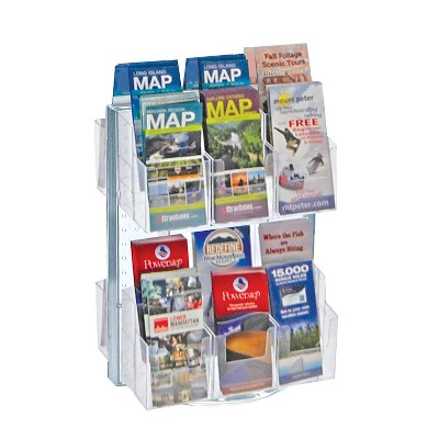 Clear Plastic Double-Sided Revolving Pegboard Display with Brochure Pockets