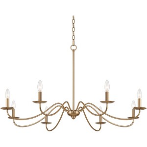 Franklin Iron Works Soft Gold Chandelier 42" Wide Farmhouse Rustic Bent Arms 8-Light Fixture for Dining Room Living House Home Foyer Kitchen Island - 1 of 4