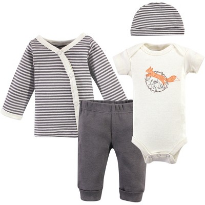Touched By Nature Baby Boy Organic Cotton Preemie Layette 4pc Set, Fox ...