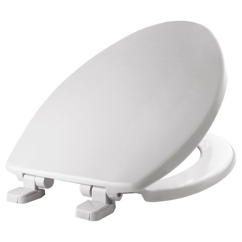 Caswell Never Loosens Elongated Plastic Toilet Seat with Slow Close Hinge White - Mayfair by Bemis - image 1 of 4