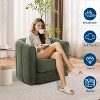 Plush Cloud Swivel Chair, 360° Rotating Pumpkin Barrel Accent Armchair with Enlarged Base, Beige/Green, 1 or 2-Pack Option - 4 of 4