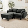 Boucle Fabric 2-Seater Loveseat L-Shaped Sectional Sofas with Shell-Shaped Armrests & Removable Ottoman, Cylindrical Wrapped Legs - 2 of 4