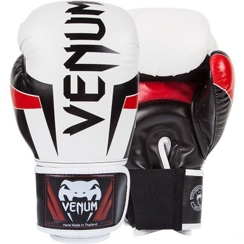 Black/Red/Gray Venum Elite Hook and Loop Training Boxing Gloves 