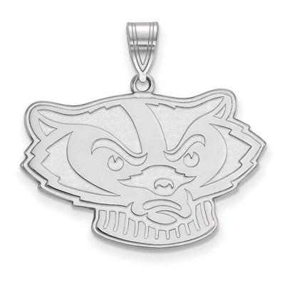 Black Bow Jewelry 10k White Gold Wisconsin Badgers NCAA Large Pendant