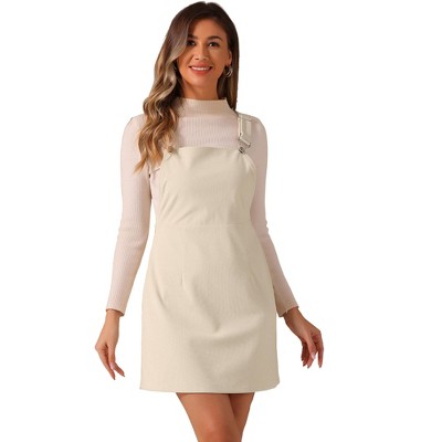 INSPIRE CHIC Women's Adjustable Strap Pinafore Bib Corduroy Overalls Floral Dress