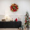 Barton 35" Christmas Hanging Garland Wreath Ornaments Leaf Bow Ribbon Door - 3 of 4