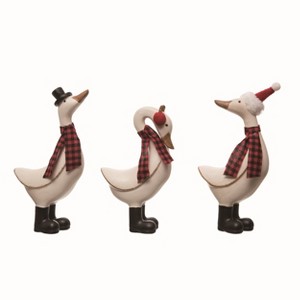 Transpac Christmas Resin Rustic Christmas Duck Figurine Set of 3 Christmas Home Decorations - 1 of 1