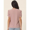 INSPIRE CHIC Women's Dressy Casual Crewneck Summer Ruched Short Sleeve Eyelet Tops - 4 of 4