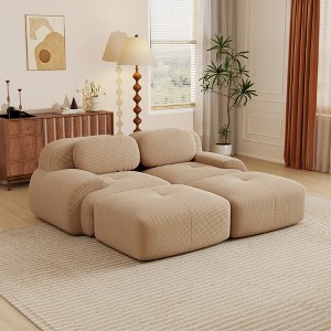 AENKYO 4 Seats with 2 Ottomans Modular Corduroy Sectional Sofa, Easy Assembly Required & Ergonomic Support Non-Slip Base Design - 1 of 4