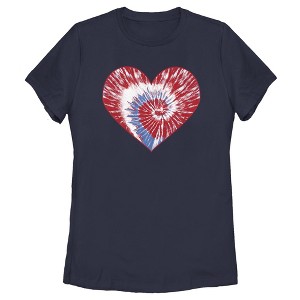 Women's Lost Gods Fourth of July Tie-Dye Heart T-Shirt - 1 of 4
