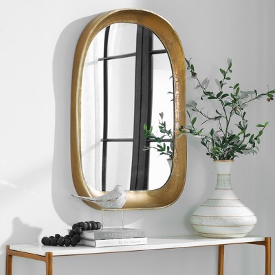 Antique Brass Arch Mirror with Cast Metal Frame