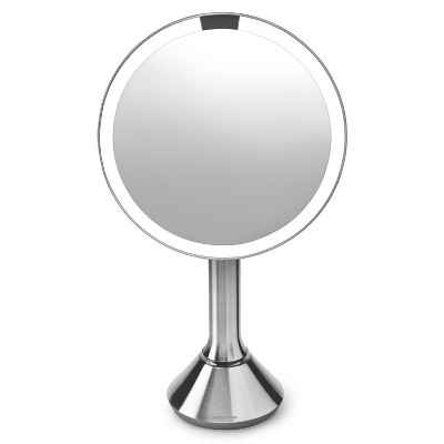 simplehuman 8" LED Light Sensor Makeup Mirror 5x Magnification Stainless Steel - Brushed
