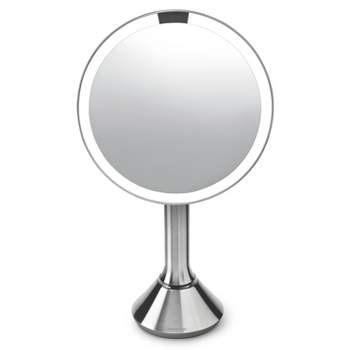 simplehuman 8" LED Light Sensor Makeup Mirror 5x Magnification Stainless Steel