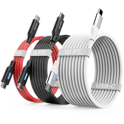 Galvanox USB-C to C Cables 3,6,10 ft – 3 Pack - White