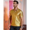 Clearlove Shirts Shiny Sequins Short Sleeve Party Polo Shirt Hipster Nightclub Prom Costume T-Shirt Men's 70s - 4 of 4