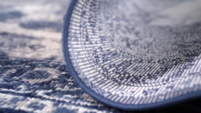 Ivory and Blue Medallion 8' x 10' Synthetic Area Rug