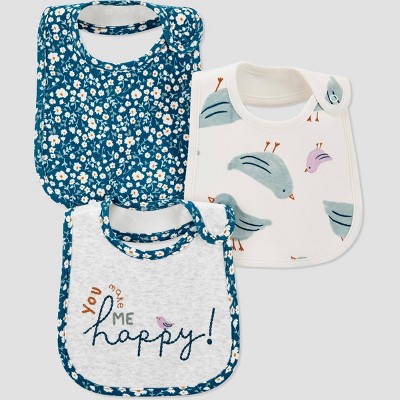 Baby Girls' 3pk Floral Bib - Just One You® made by carter's Blue