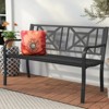 Huxxion 50" Outdoor Garden Bench, Iron Metal Frame Patio Bench with Backrest Armrests, Weatherproof Anti-Rust Outdoor Bench - 3 of 4