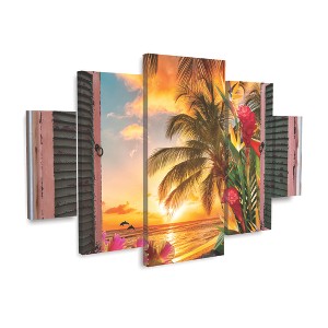 Leo Kelly 'Tropical Window to Paradise II' Multi Panel Art Set Large Diamond - 1 of 3