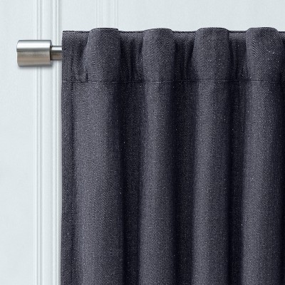 Navy Cotton Polyester Room-Darkening Pleated Curtains