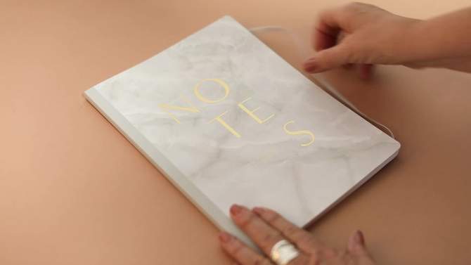 Lined Composition Journal with Elastic Closure Marble White - FRINGE, 2 of 6, play video
