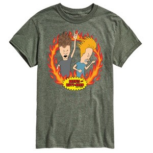 Men's - Beavis & Butthead - Rock n' Roll Flames Short Sleeve Graphic T-Shirt - 1 of 4