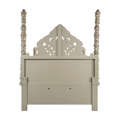 Champagne and Gold King Faux Leather Tufted Bed with Headboard