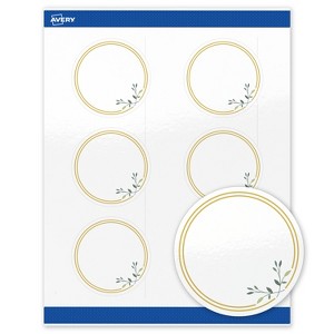 Avery 3" Diameter Labels, Gold Double Border with Florals, 60 ct - 1 of 4