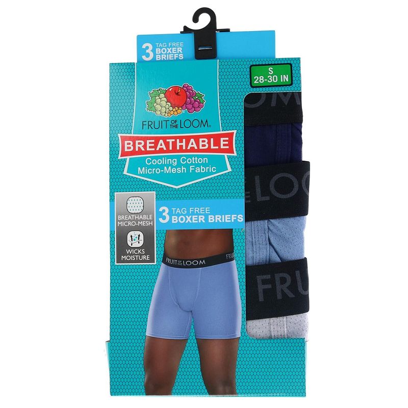 Fruit of the Loom Men's Breathable Boxer Briefs (Pack of 3), 5 of 5
