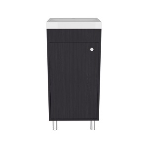 SEVOBAL Bathroom Vanities 84cm Freestanding Vanities with One Door and Two Shelves for Bathroom Storage, Black, 33.46"*18.9"*11.42" - 1 of 4
