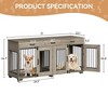 71" Large Dog Crate for 2 Dogs, Wooden Double Dog Crate with 3 Drawers - 2 of 4