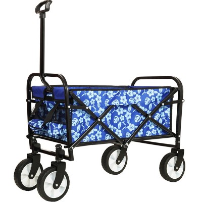 YONWAY Foldable Utility Wagon Grocery Beach Cart with Strapping System and Creative Print Pattern, Camping Shopping,Supports 225 lbs