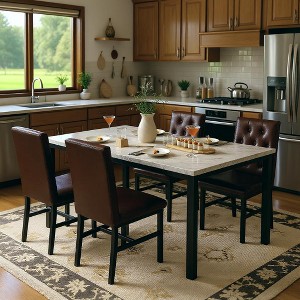 Hooseng 5-Piece Dininng Room Table Set with 4 Uphosltered Dining Chairs, Faux Marble Table Top and Metal Frame Space-Saving Dining Table Set for 4 - 1 of 4