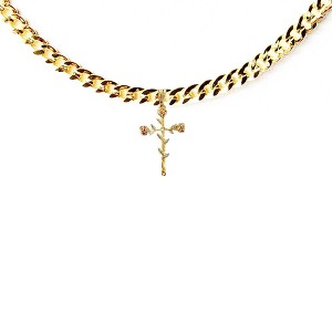 Aria Jeweler inc Chain with Elegant Gold Cross with Pink Roses - 1 of 4