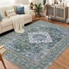 Washable Oriental Area Rug with Vintage Floral Print, Stain-Resistant, Non-Slip Rubber Backing for Living Room, Bedroom, Dining, Home & Office Use - 2 of 4
