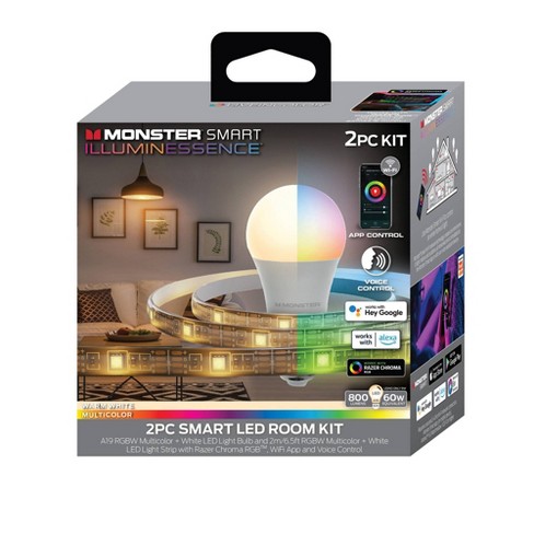 Monster Smart Led Room Kit With Rgb Bulb And 2m Led Light Strip : Target