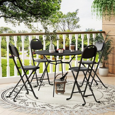 Modern Folding Patio Chairs with Metal Legs, Outdoor Armless Lounge Chairs for Balcony, Deck, or Garden-The Pop Home