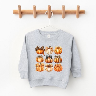 The Juniper Shop Coquette Fall Pumpkin Chart Youth Ultra-Soft Graphic Sweatshirt - XS - Heather Grey