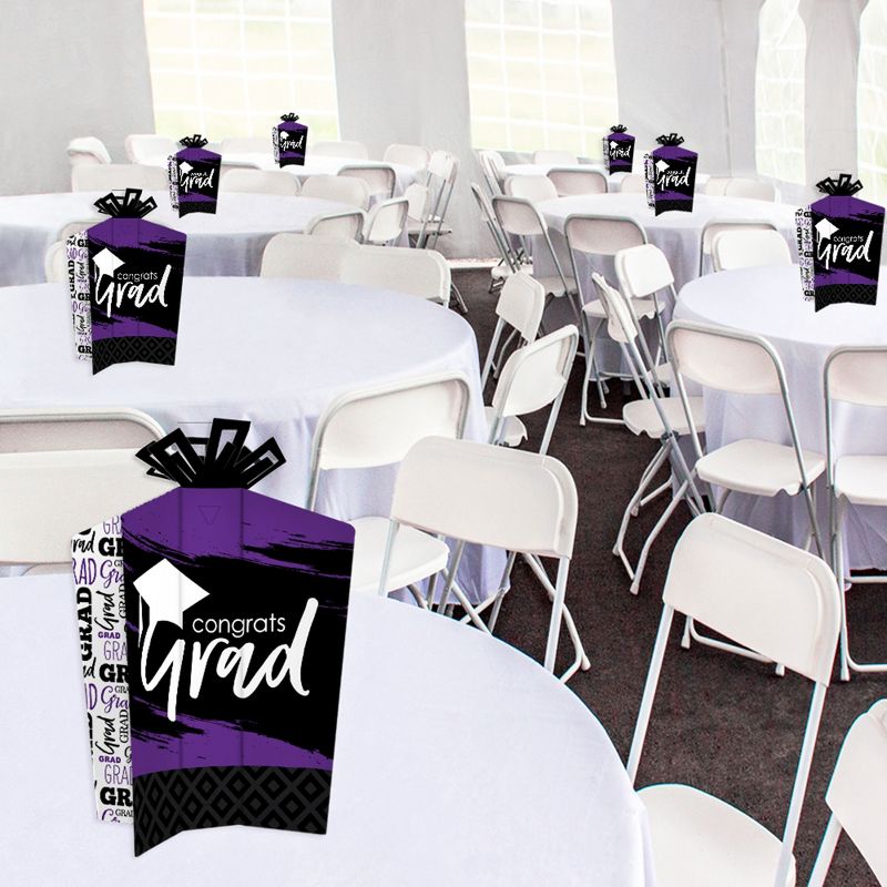 Big Dot of Happiness Purple Graduation Table Decorations - Party Fold and Flare Centerpieces - 10 Count, 2 of 8