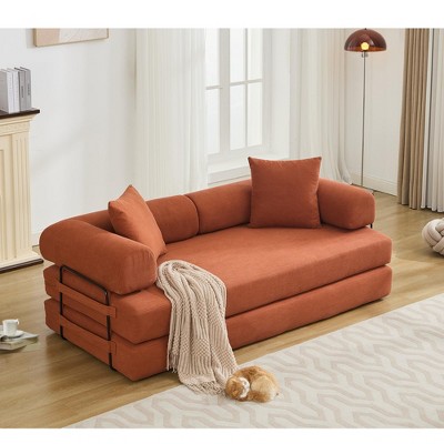 NicBex Oversized Upholstered Floor Sofa Bed with Convertible Folding Design,2-Seater Futon Couch Sleeper Sofa for Living Room,Bedroom