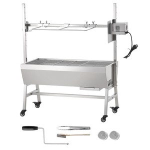 VEVOR Upgrade Rotisserie Grill, 35 Inch 90 Lbs Capacity, BBQ Whole Pig Lamb Goat Charcoal Spit Grill, Electric 42W Motor Stainless Steel, Silver - 1 of 4