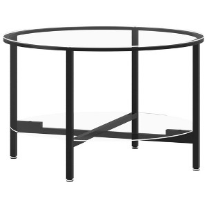 vidaXL Tea Table Accent Coffee Side End Table and Transparent Tempered Glass - 1 of 4