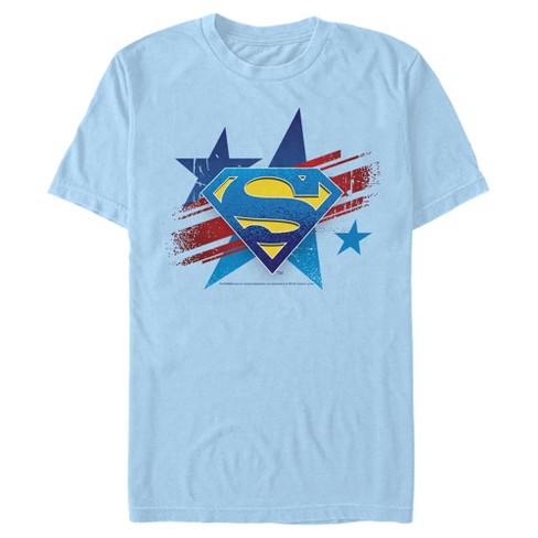 Men's Superman Logo Patriotic T-shirt - Light Blue - Large : Target