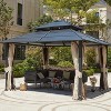 EROMMY 12 x 14 FT Iron Hardtop Gazebo, Double Waterproof Gazebo with Curtains and Netting - 2 of 4