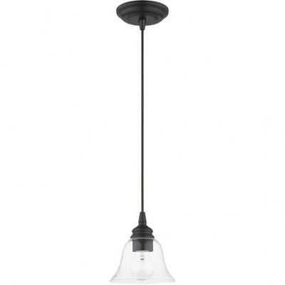Black Hand-Blown Glass 1-Light Pendant for Indoor/Outdoor Use