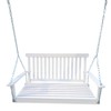 VisioGear Patio Swings, Front Porch Swing with Armrests and Hanging Chains, Outdoor Wood Bench Swing for Garden Yard, White, 47.20"*28.15"*23.62" - 3 of 4